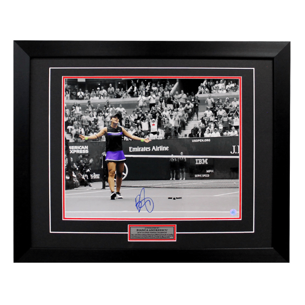 AJ Sports Bianca Andreescu Autographed 2019 US Open Tennis Match Point 26x32 Frame