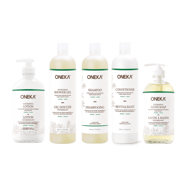 Oneka Bundle of Cedar Shampoo, Conditioner, Shower Gel, Hand Soap and Lotion (500ml and 475ml)