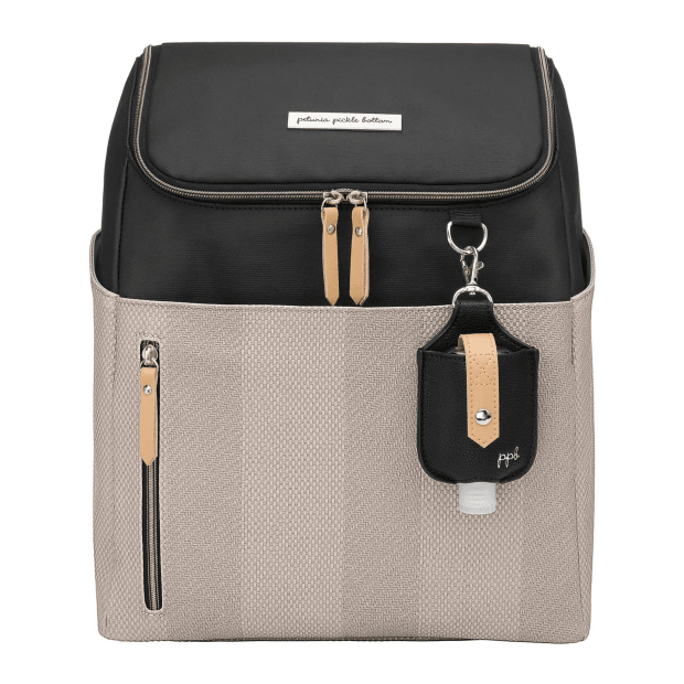 Petunia Pickle Bottom - Tempo Backpack - Black/Sand Cable Stitch Leatherette #1