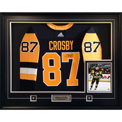 Frameworth Sidney Crosby Signed Framed Pittsburgh Penguins Black Adidas Jersey