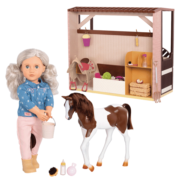 OG - Acres of Adventures Horse Barn & Yanira 18" with foal #1