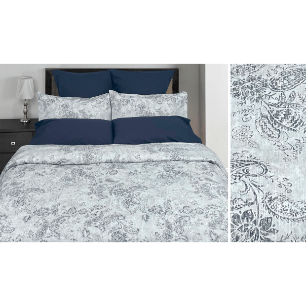 Cuddle Down VINTAGE PAISLEY 100% Percale Cotton 200TC - 3-Piece Duvet Cover Set - QUEEN