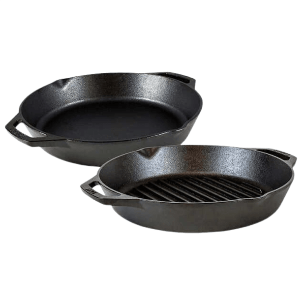 Lodge 2-Piece Dual Handle Cast Iron Grilling Set