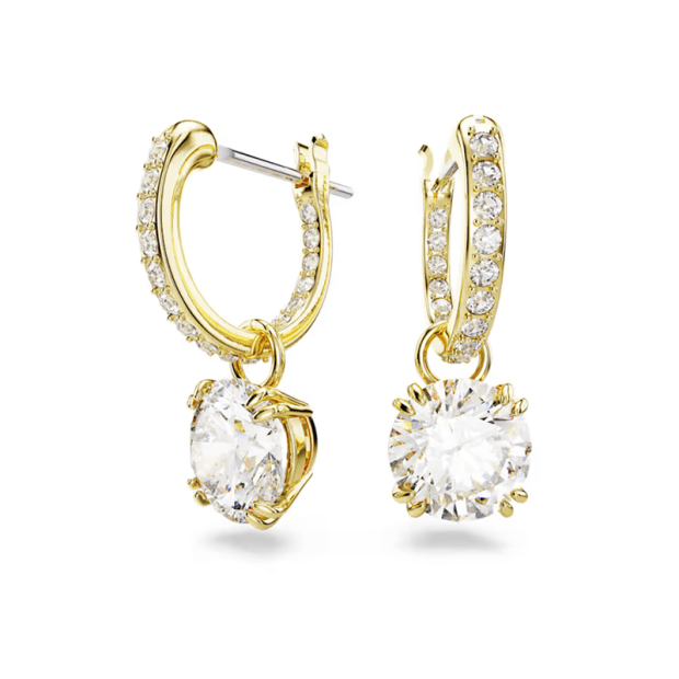 Swarovski - Constella Round Drop Earrings - White / Gold