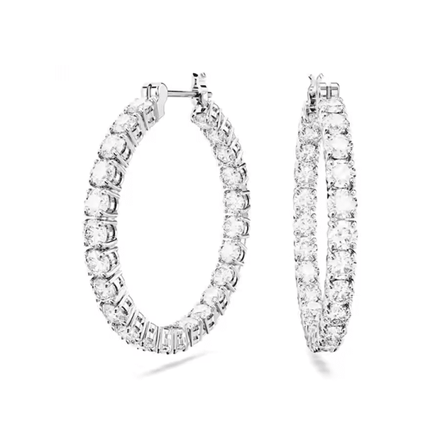 Swarovski - Matrix Round Hoop Earrings - White