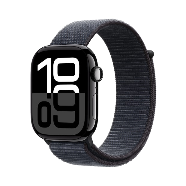 Apple Watch Series 10 GPS + Cellular 46mm Jet Black Aluminium Case with Ink Sport Loop #1