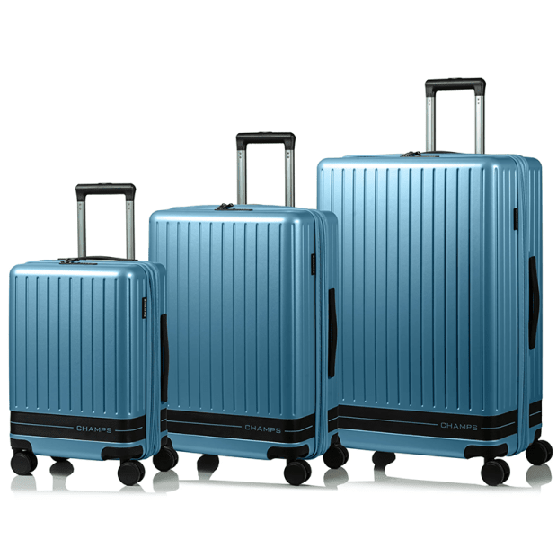 CHAMPS Fresh II Collection Hard Side 3-Piece Luggage Set - Blue