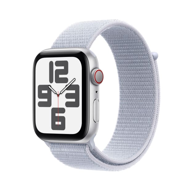 Apple Watch SE GPS + Cellular 44mm Silver Aluminium Case with Blue Cloud Sport Loop #1