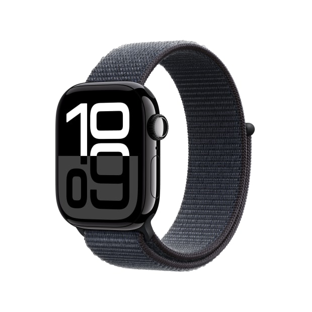 Apple Watch Series 10 GPS + Cellular 42mm Jet Black Aluminium Case with Ink Sport Loop #1