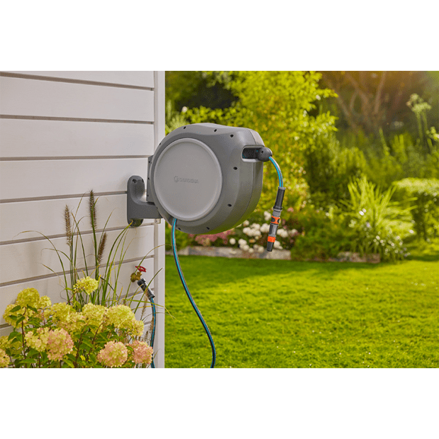 Gardena Wall-Mounted Auto-Retractable Hose Reel (50 ft)