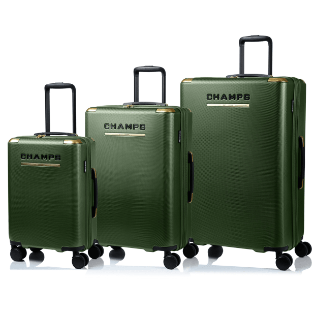 CHAMPS Luxe II Hard Side 3-Piece Luggage Set - Green