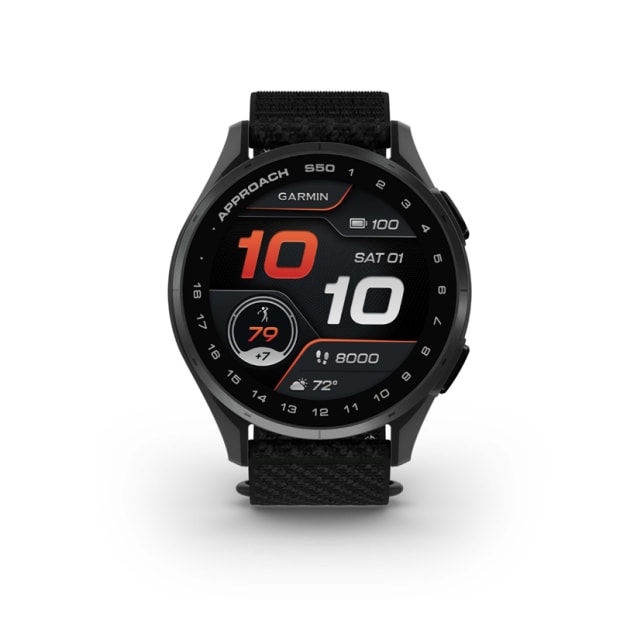 Garmin® Approach® S50 Slate Aluminum Bezel with Black ComfortFit Nylon 43 mm Band Smartwatch