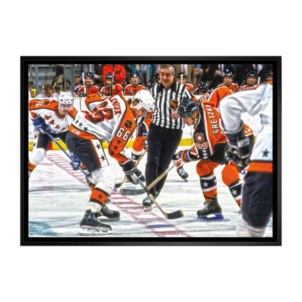 Frameworth Wayne Gretzky and Mario Lemieux 20x29 Canvas Framed 1986 All-Star Game