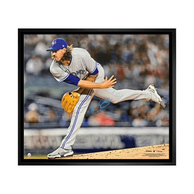 Frameworth  Kevin Gausman Signed Framed 16x20 Toronto Blue Jays Grey Action Canvas