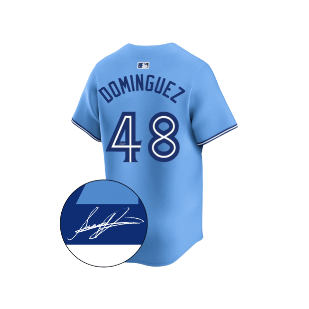 Frameworth Seranthony Dominguez Signed Toronto Blue Jays Powder Blue Jersey