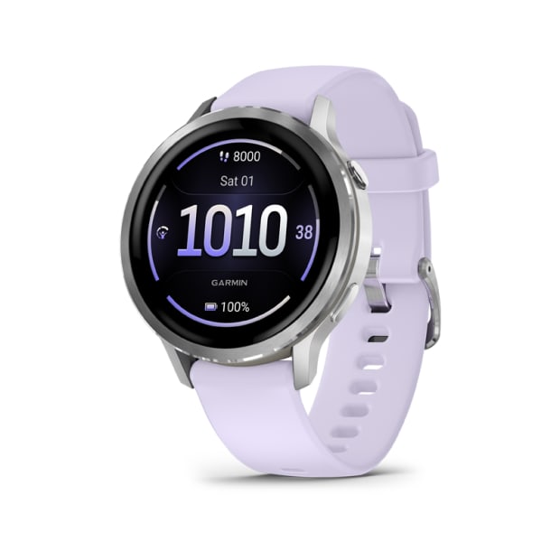 Garmin® Venu® 4 41mm Smartwatch-Silver with Periwinkle Silicone Band #1