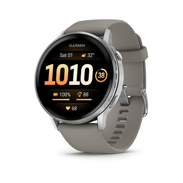 Garmin® Venu® 4 45mm Smartwatch-Silver with Silver Gray Silicone Band #1