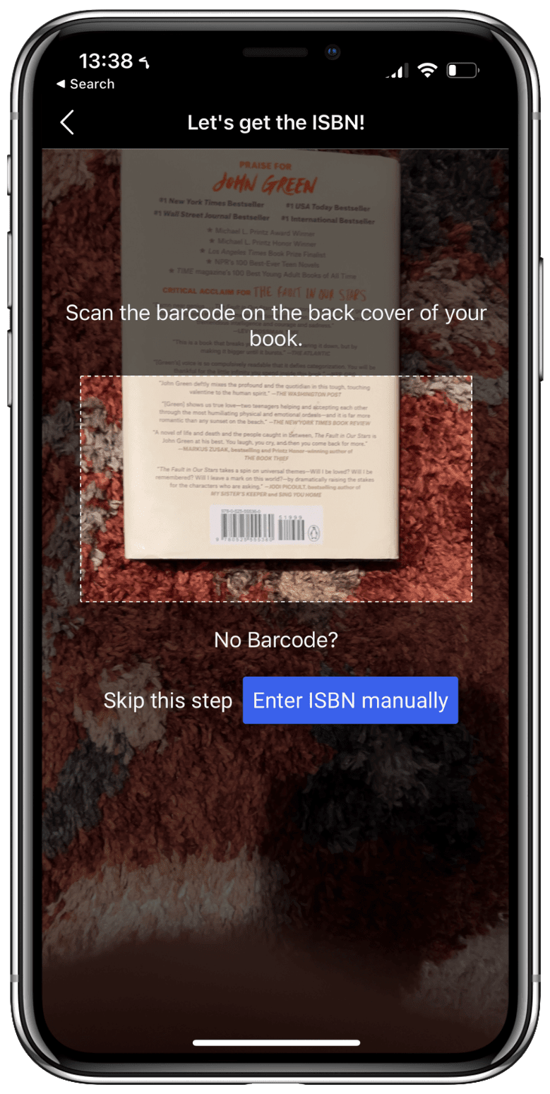 Scanning the Barcode on PangoBooks