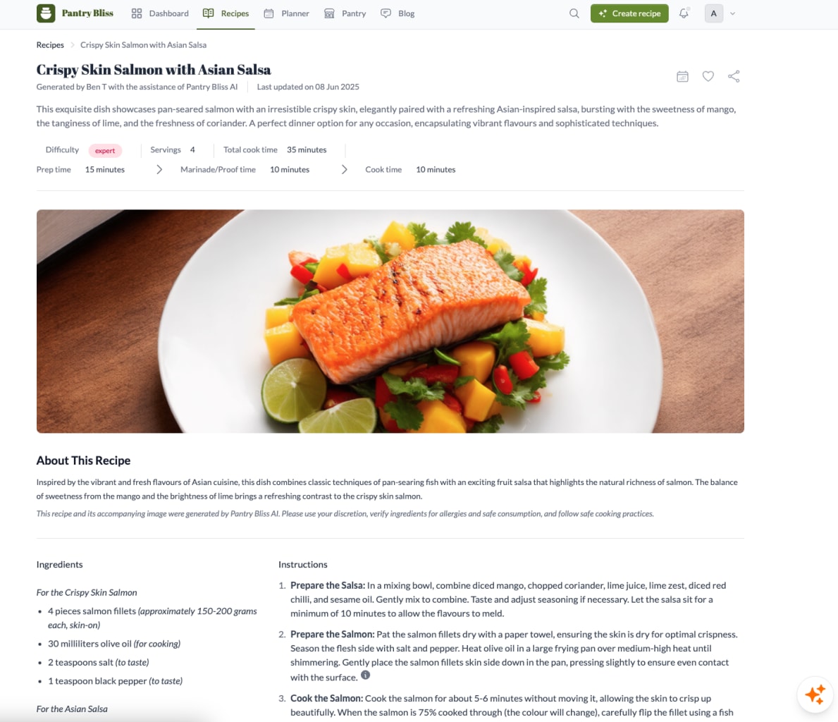 Pantry Bliss app screenshot