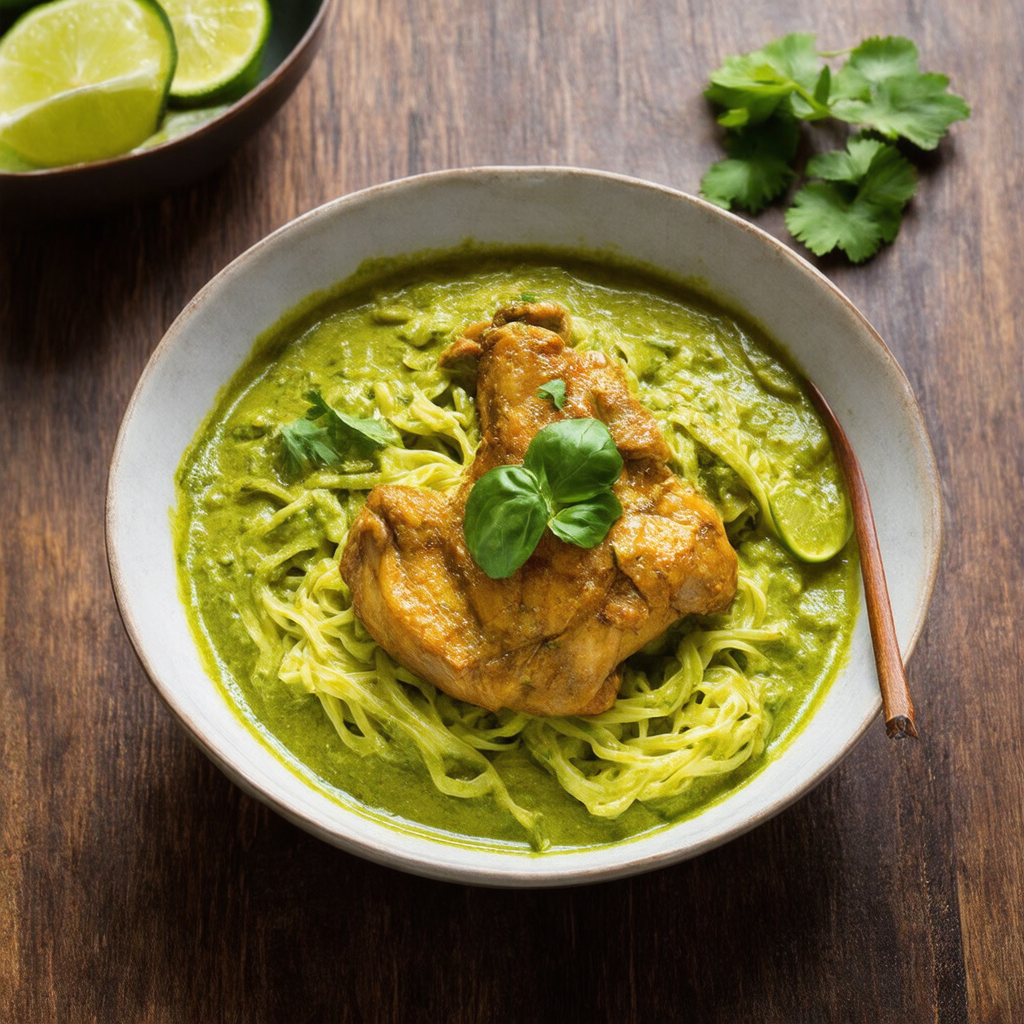 Slow-cooked Thai Green Curry Chicken with Rice Noodles - Pantry Bliss