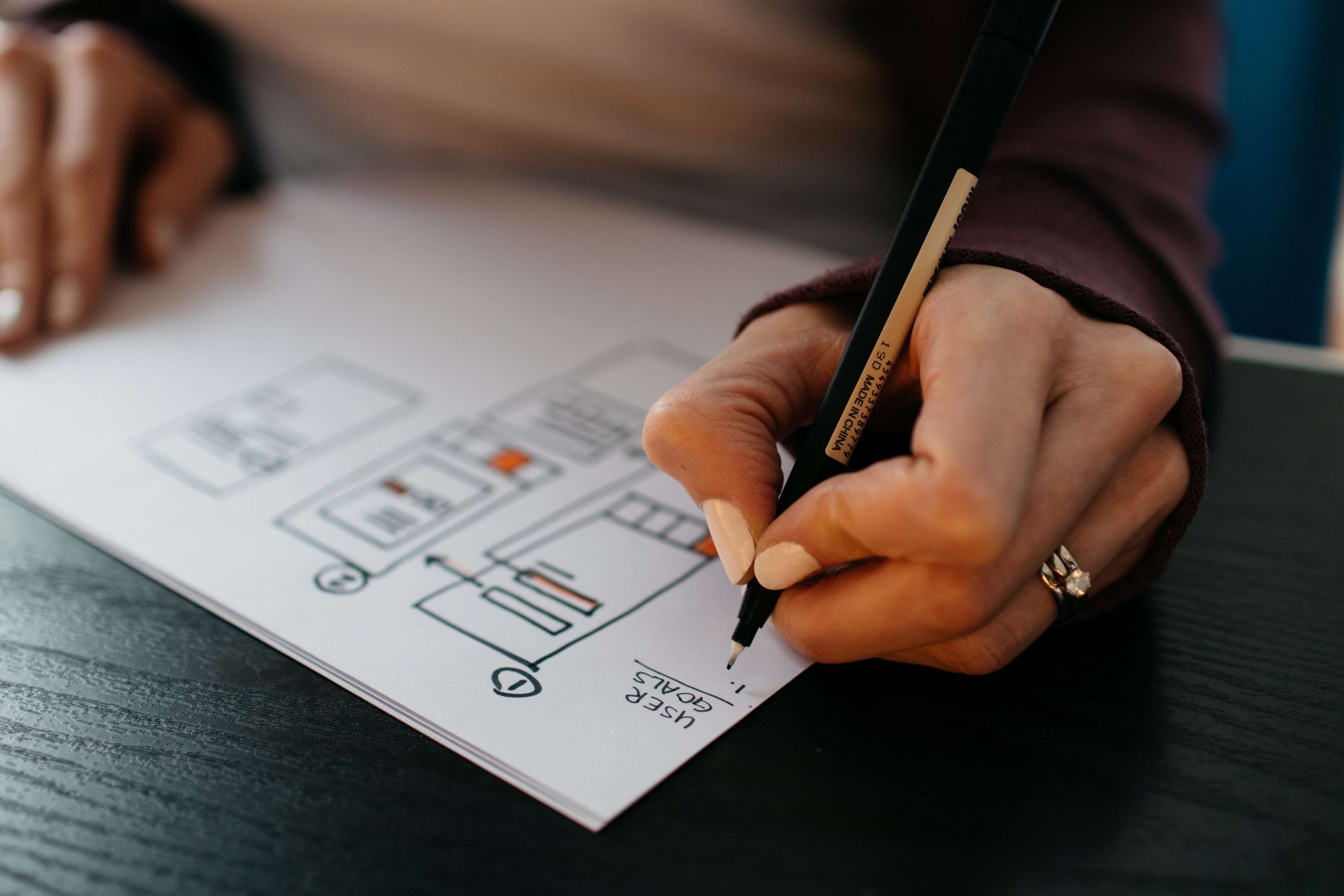 Woman desiging UX diagram