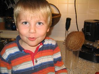 Christopher and a coconut