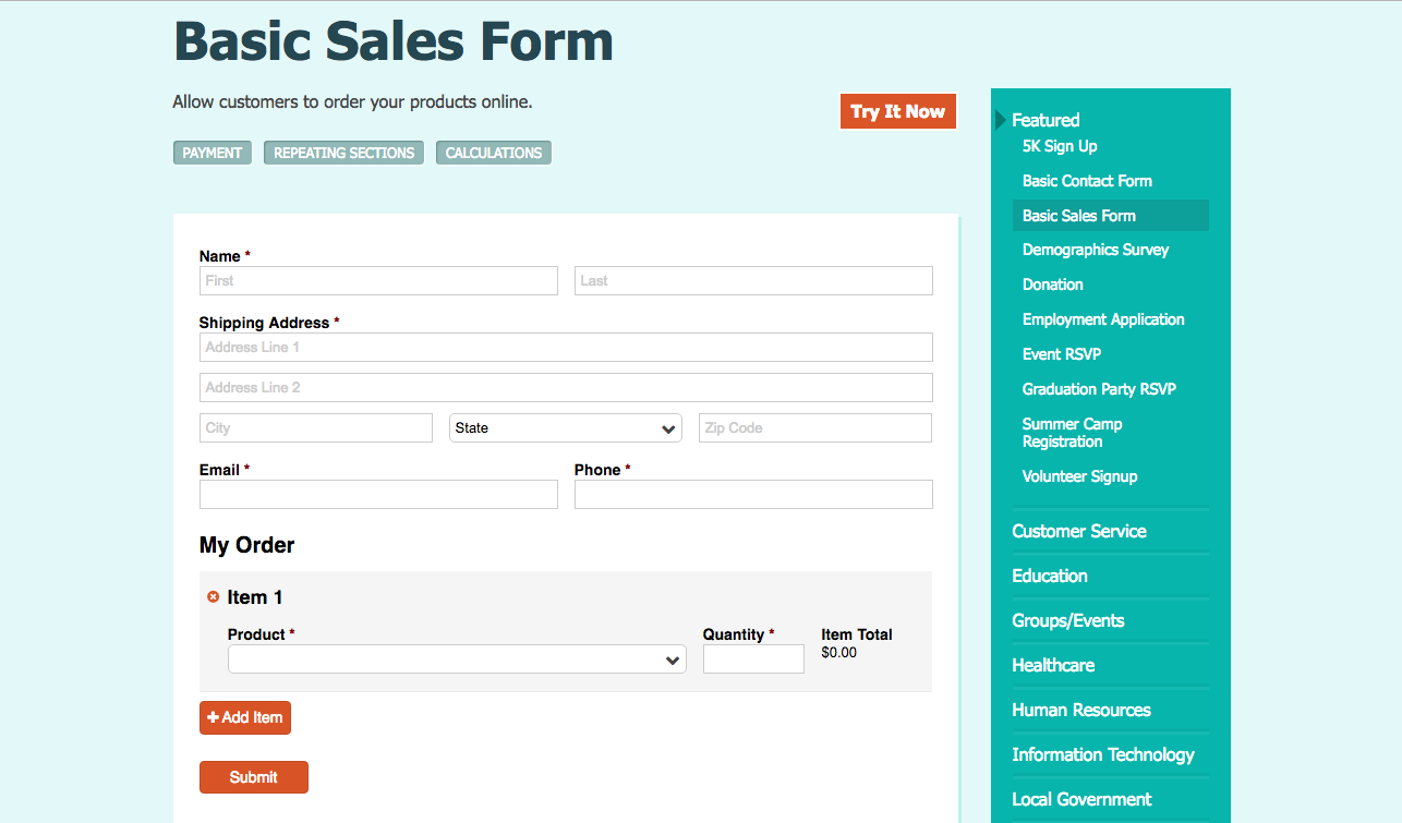 database web form builder