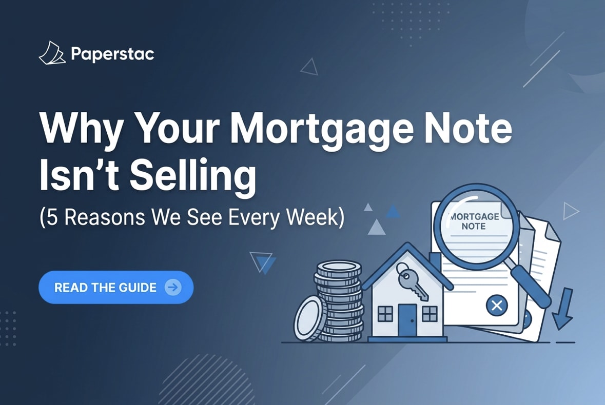 Why Your Mortgage Note Isn't Selling (5 Reasons We See Every Week) — based on an episode of the Paperstac Podcast
