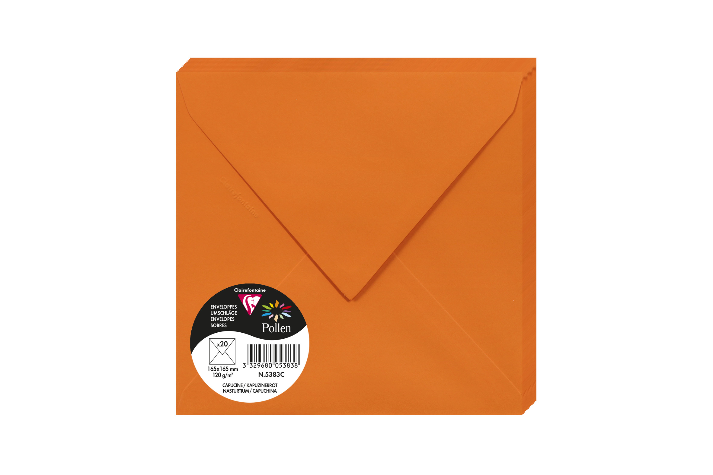 Enveloppe 165 x 165 mm Pollen Clairefontaine 120 g sans fenêtre blanche -  Paquet de 20 sur