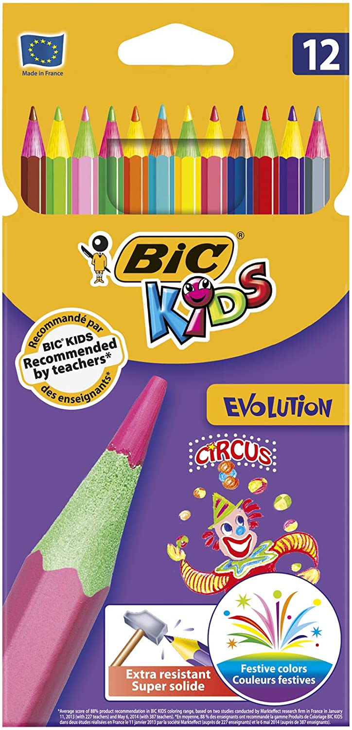 Etui de 12 crayons de couleur Evolution Bic Kids - Porte mines