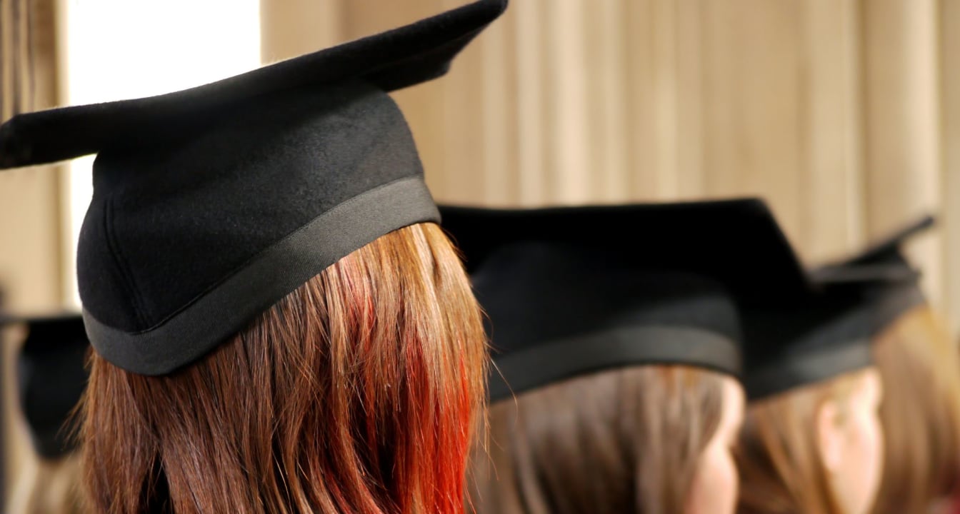 Student wearing a graduation cap