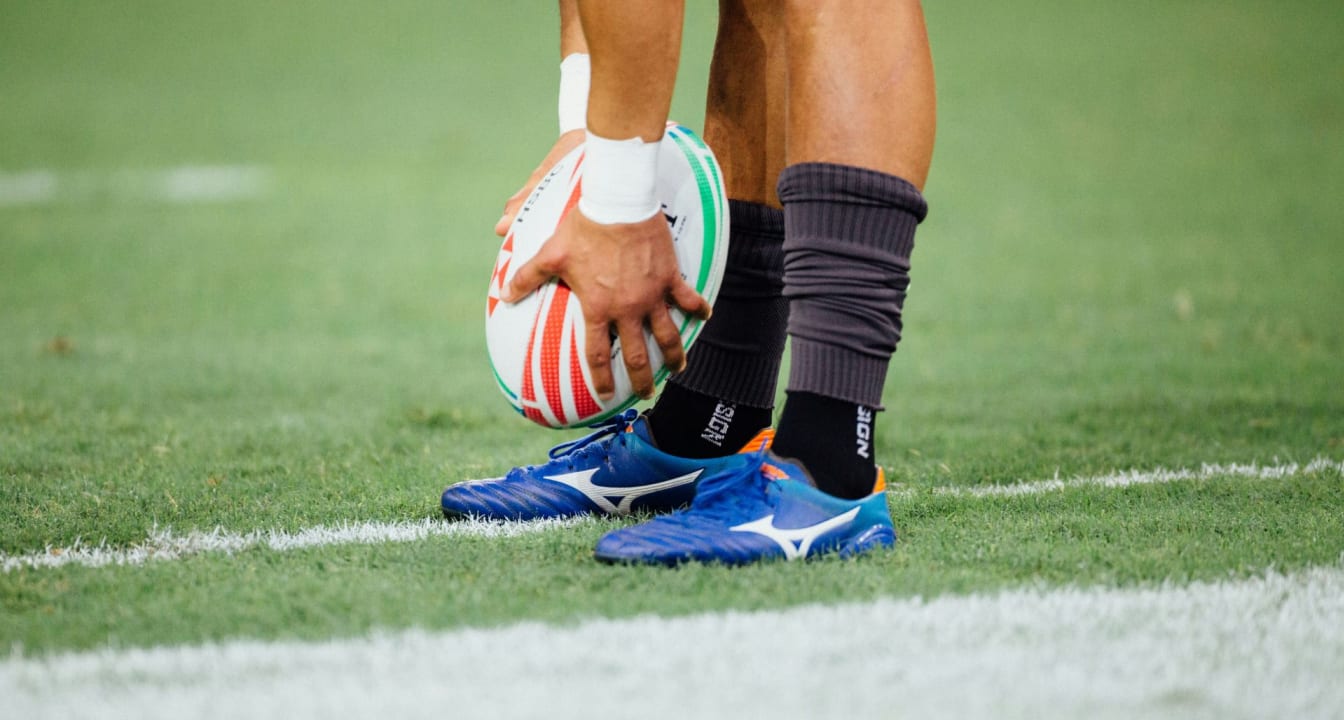 Rugby man holding ball