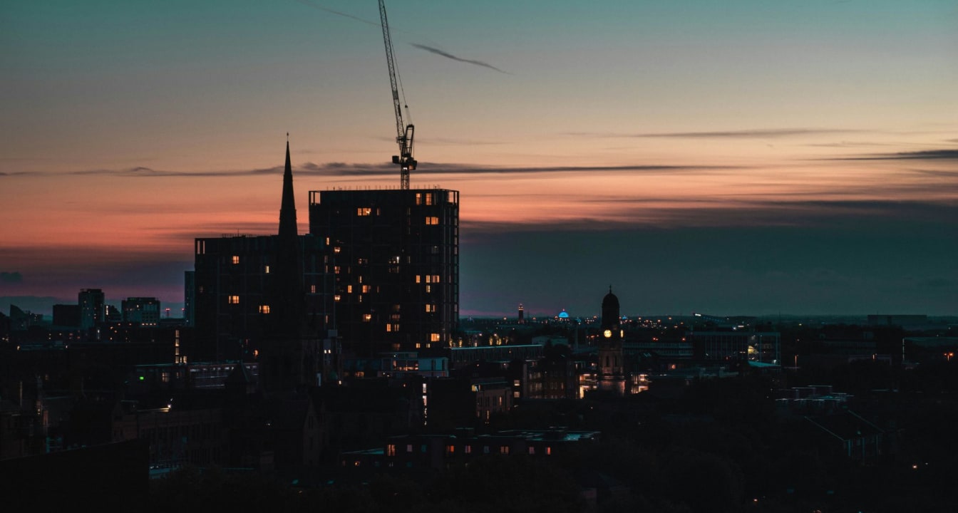 Salford sunset at night