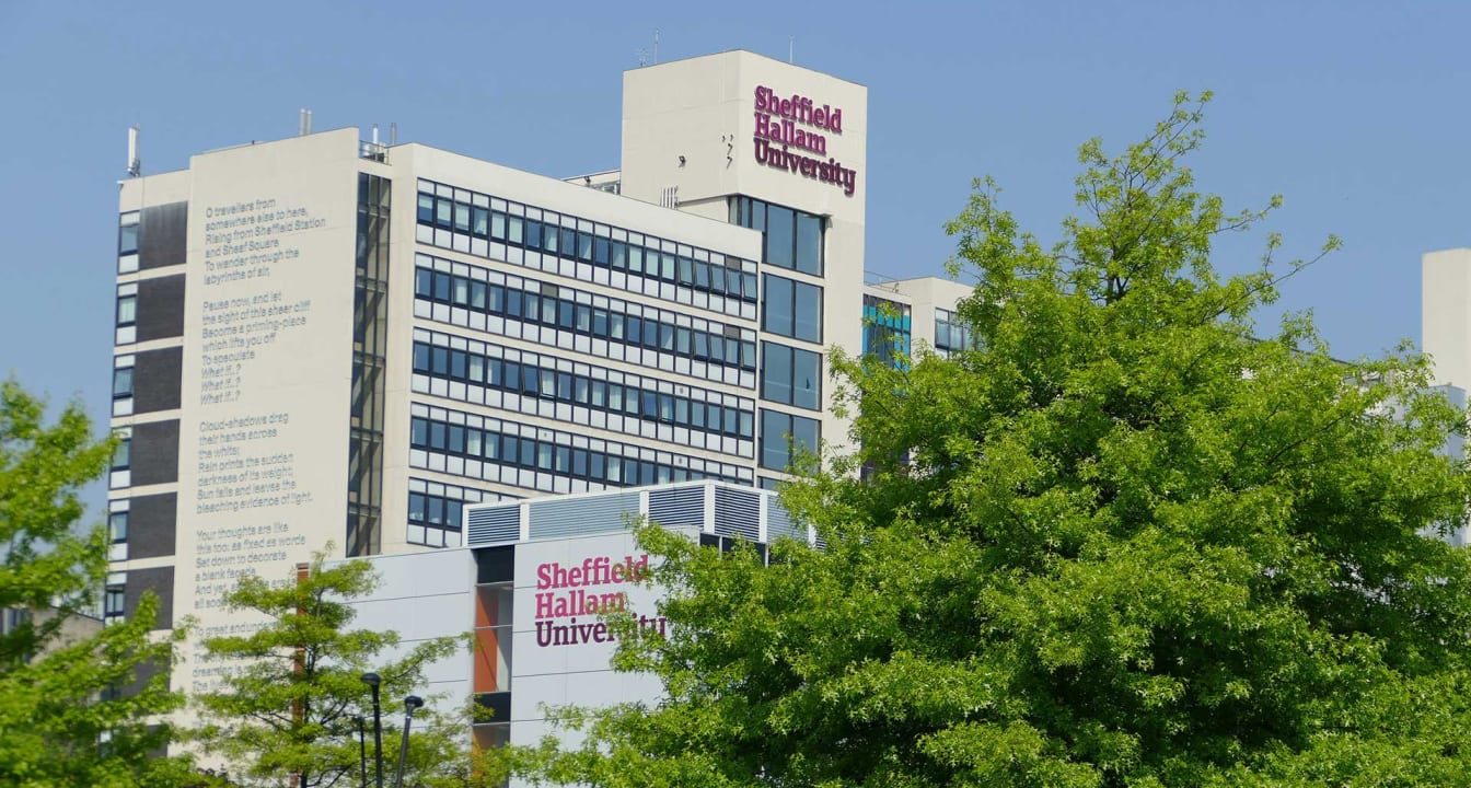 Exterior photo of Sheffield Hallam University.