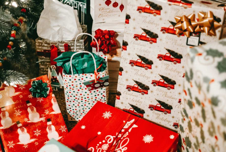 Pile of Christmas gifts wrapped