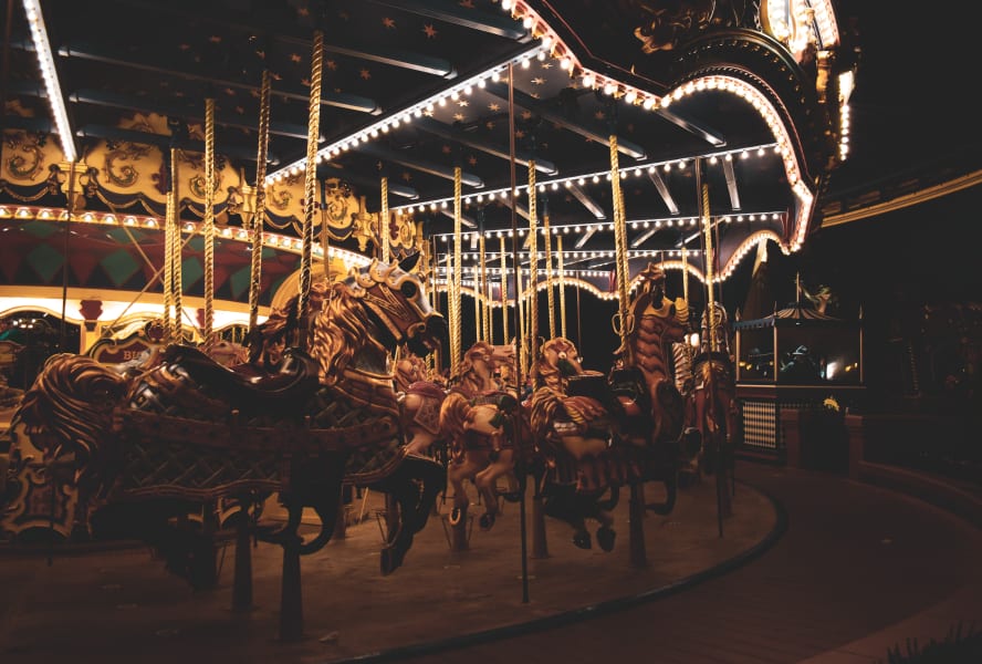 Carousel lit up at night