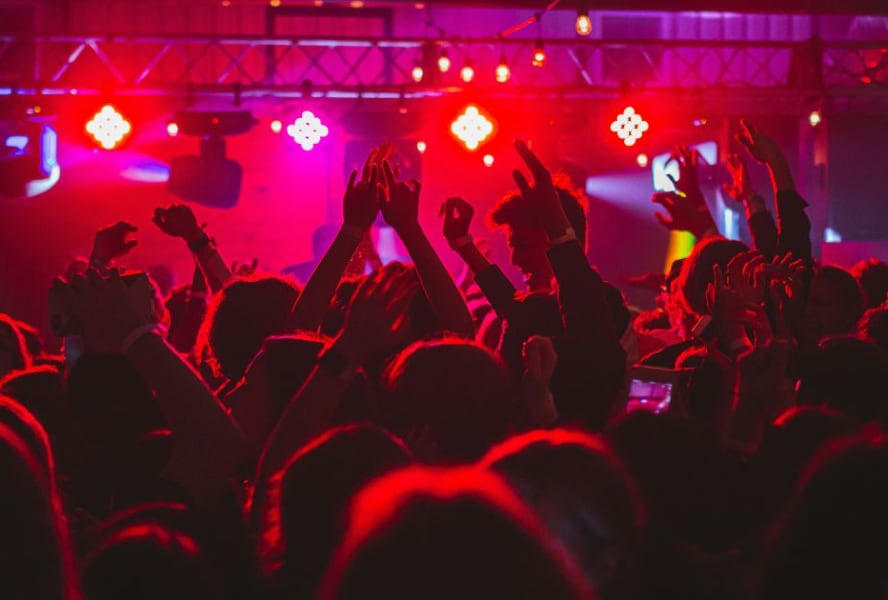 Music gig with red lighting