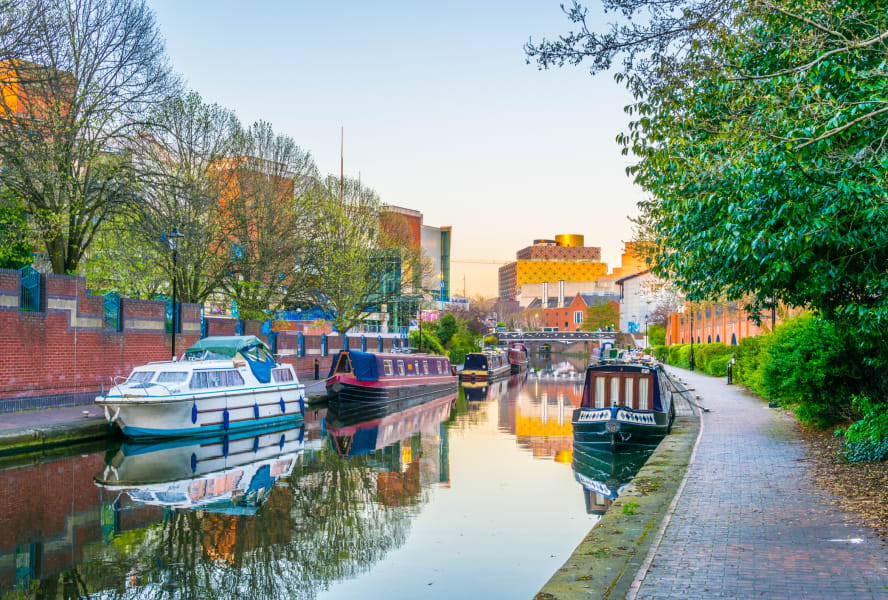 Canal in Birmingham with house boats