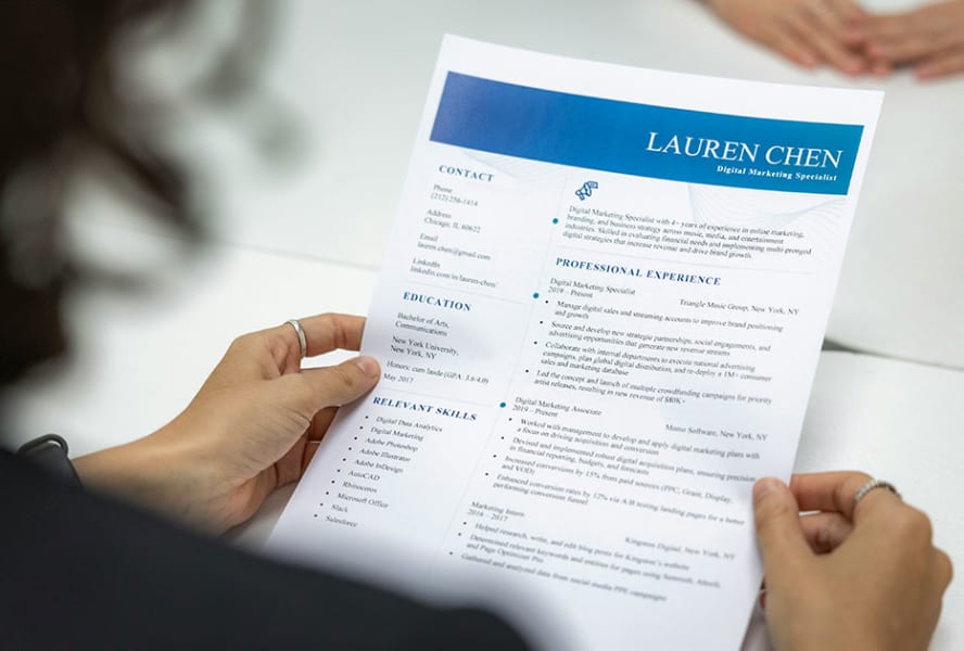 Person reads Lauren Chen, Digital Marketing Specialist's CV