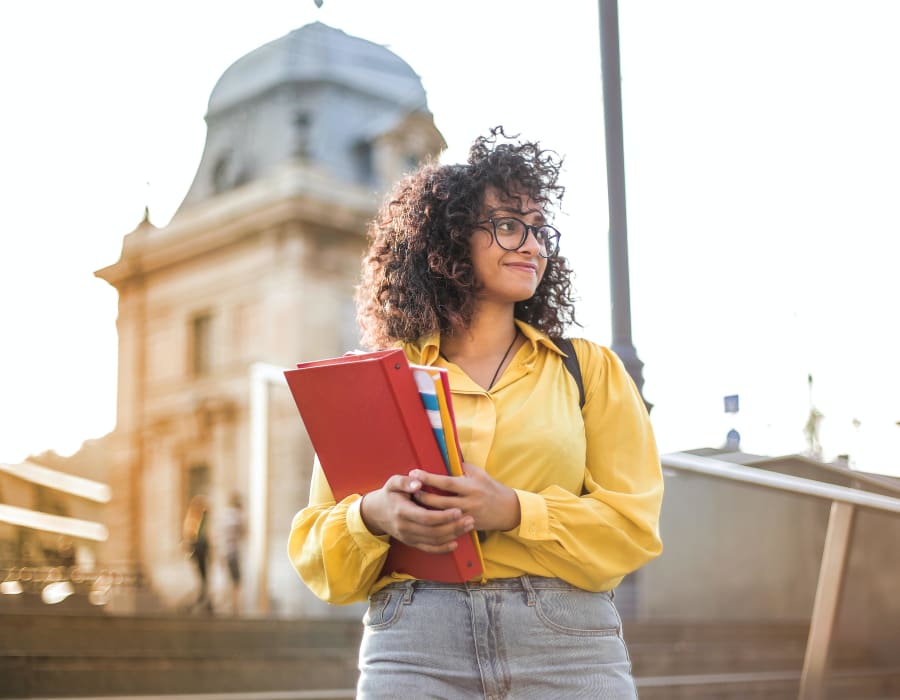 Student with documents