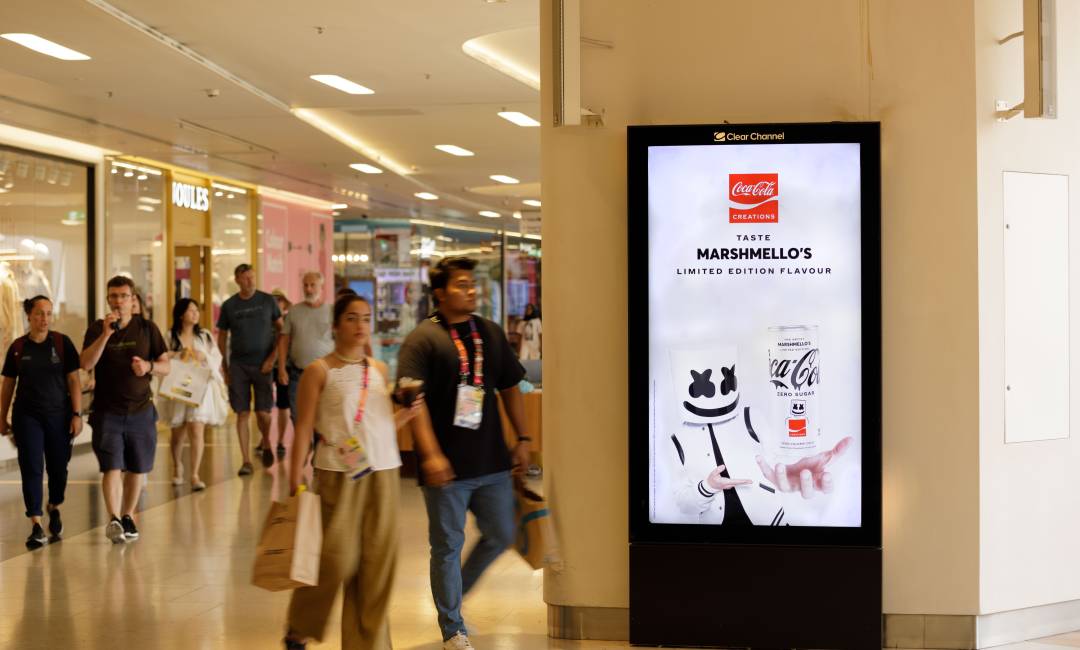 Coca-Cola Marshmello's limited edition promotion on Malls digital screens