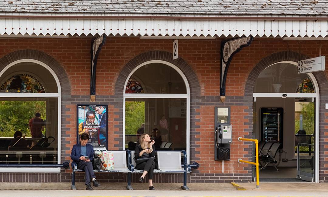 Outdoor train station advertising Grantham