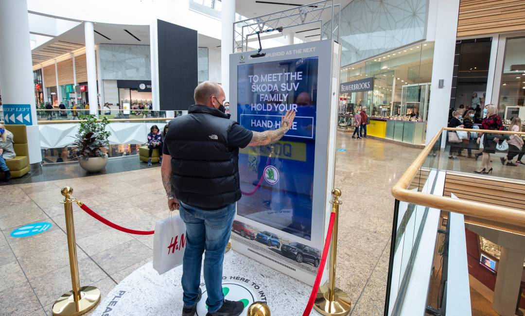 Skoda interactive advert on digital screen in shopping mall