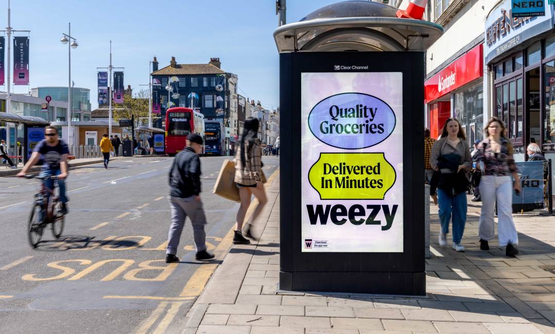 Weezy campaign displaying on Adshel Live in Brighton