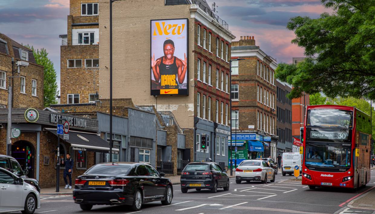 Nike advert on portrait large format digital billboard