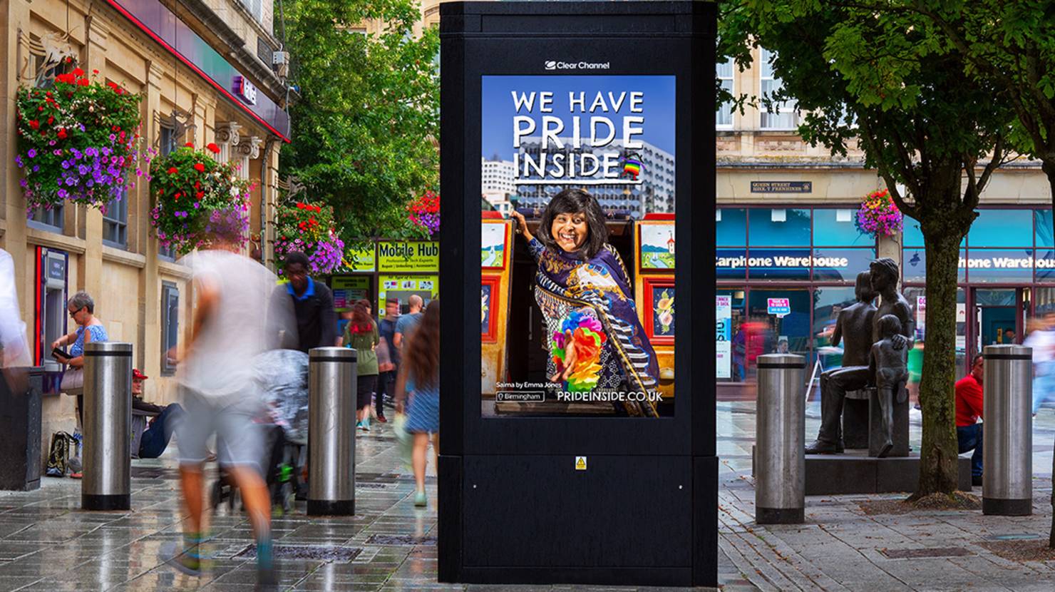 Pride inside advert on digital highstreet screen
