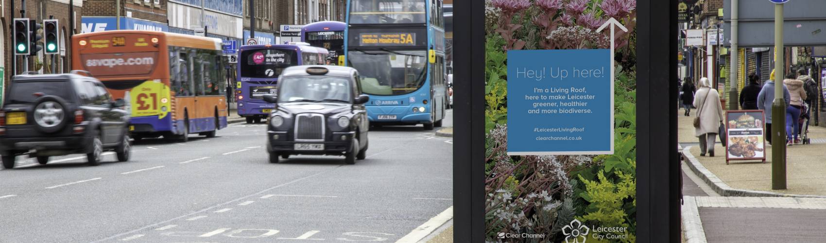 A living roof bus shelter in Leicester.