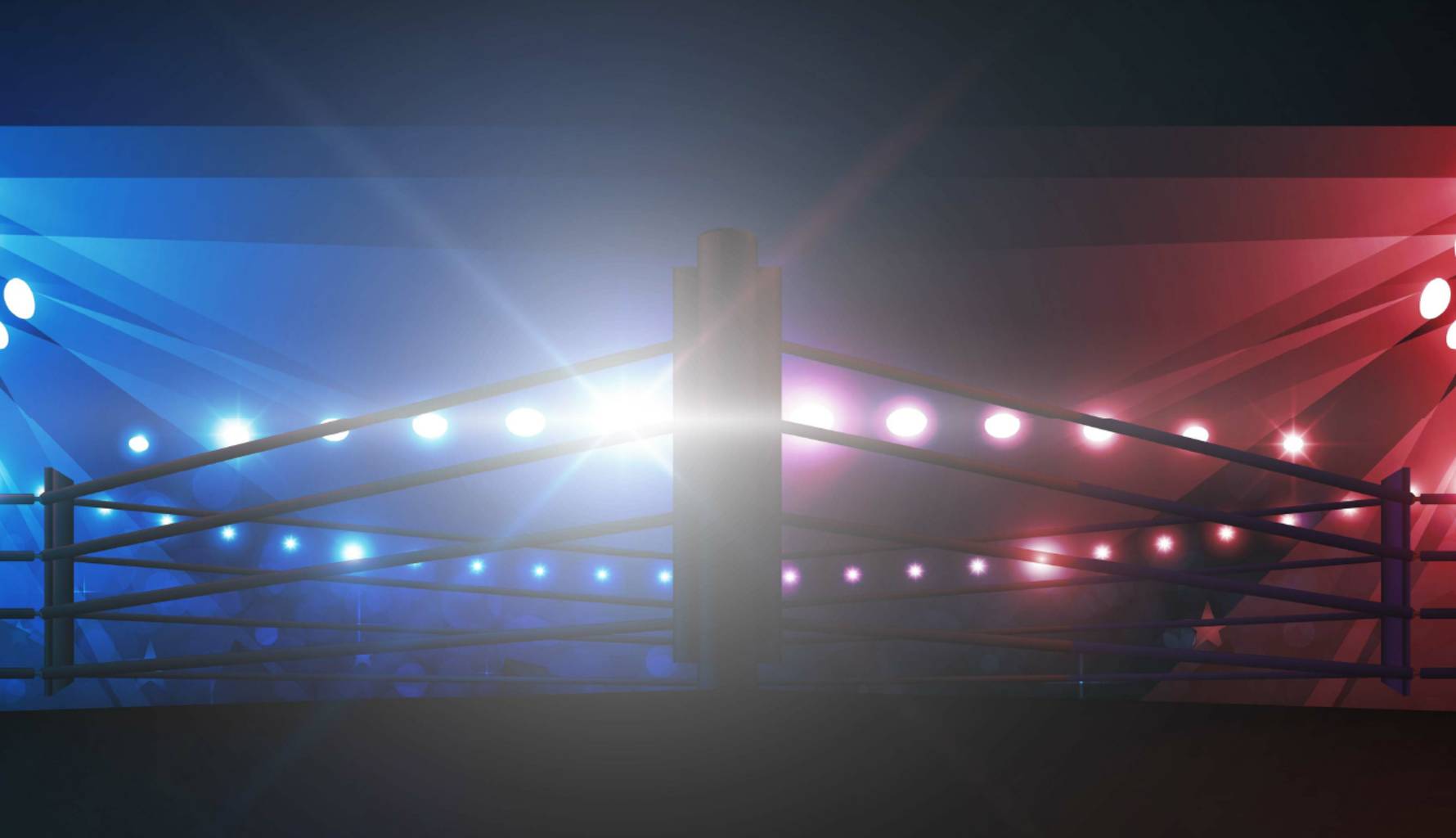 Boxing ring image with blue and red lighting