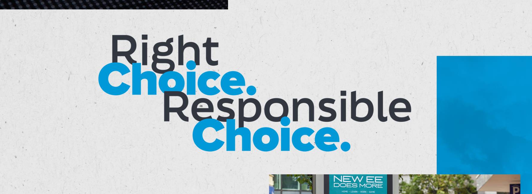 An Adshel Live screen and greenery alongside Clear Channel's proposition Right Choice, Responsible Choice