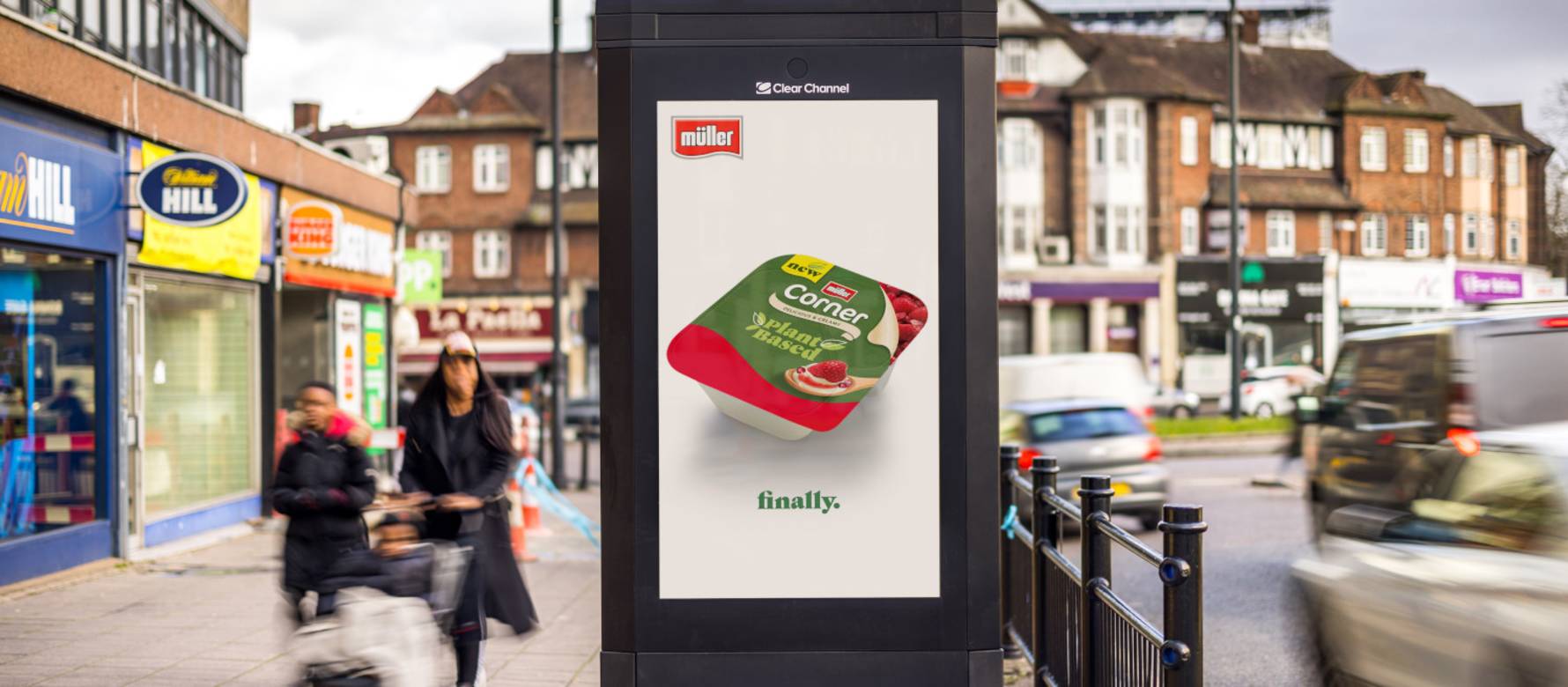 Image of Muller's digital out of home campaign of their new plant based yoghurt